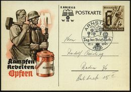 ARNSTADT/ Tag Der Briefmarke 1941 (12.1.) Serien-SSt = Fallschirmjäger Klar Auf Sonder-P 6 Pf. + 4 Pf. WHW (Mi.P 291) Kl - Parachutespringen