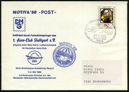 7012 FELLBACH,WÜRTT 1/ ..MOTIVA 80 1980 (3.5.) SSt + Blauer HdN: MOTIVA '80/ BEFÖRDERT DURCH FALLSCHIRMSPORT-GRUPPE/ AER - Parachutespringen