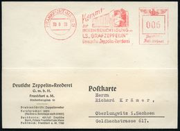 FRANKFURT (MAIN) 9/ Kommt/ Zur/ INNENBESICHTIGUNG DES/ LS. "GRAF ZEPPELIN"/ Deutsche Zeppelin-Reederei 1938 (30.9.) Selt - Zeppelin