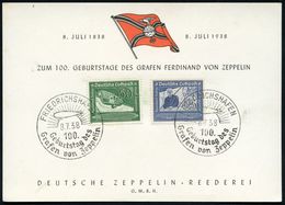 FRIEDRICHSHAFEN/ 100./ Geburtstag Des/ Grafen V.Zeppelin 1938 (8.7.) SSt Auf Kompl. Satz Zeppelin (Mi.669/70) Dekorative - Zeppelin