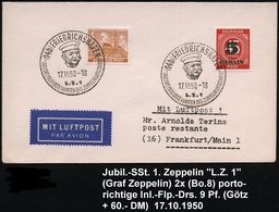 (14b) FRIEDRICHSHAFEN/ L.Z.1/ ..1900 ERSTE FAHRTEN DES ZEPPELINLUFTSCHIFFES 1950 (17.10.) SSt = Graf Zeppelin (Kopfbild  - Zeppelin