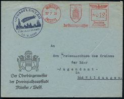 MÜNSTER/ (WESTF) 1/ Der Oberbürgermeister 1939 (17.7.) AFS (Rathaus Des Westfäl. Friedens) + Amtl. Blauer 1K-HdN: GROSSF - Zeppelin