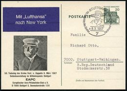 7 STUTTGART/ EAPC/ 50.Todestag Des Grafen Ferd.v.Zeppelin/ A 1967 (8.3.) SSt = Brustbild Graf Zeppelin Vor Zeppelin (Bo. - Zeppelin