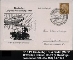 BERLIN-FRIEDENAU 1/ Deutsche Luftpost-Ausstellung 1941 (6.4.) Seltener SSt = Focke Wulf "Fw 200" Auf PP 3 Pf. Hindenbg., - Vliegtuigen