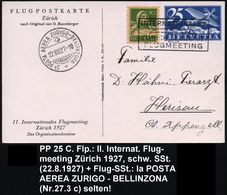 SCHWEIZ 1927 (22.8.) PP 25 C. Flp. Blau: II.Int.Flugmeeting Zürich + Entspr. Ra-SSt. (Flugzeug) + SSt:Ia POSTA AEREA ZUR - Vliegtuigen