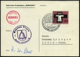 (14a) GRUNBACH (Kr WAIBLINGEN)/ ..Wein-u.Industrieort 1959 (27.7.) HWSt + Viol. HdN: Geiemde Köngen.. + Roter HdN: Freib - Montgolfier