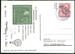 7991 OTTOBEUREN/ P 1964 (29.5.) 1K Auf 20 Pf. EF "1200-Jahrfeier Benediktiner-Abtei Ottobeuren" Mit Ballon-Lochung U. Lo - Montgolfières