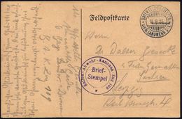 DEUTSCHES REICH 1915 (18.9.) 2K-Gitter: BAYER FELD-POSTEXPED./DER 6.LANDWEHR DIV. + (Nr. 2725) + Viol. 2K-HdN: Ballon-Ab - Montgolfier