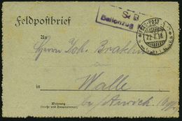 DEUTSCHES REICH 1918 (22.7.) Aptierter, Bayer. 2K-Gitter: FELD-POST = Tarnstempel + Viol. Ra.2: ..B A L L O N Z U G  Nr. - Luchtballons