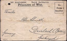 GROSSBRITANNIEN /  DEUTSCHES REICH 1917 Britische Propaganda-Fälschung Eines Kriegsgef.-Faltbriefs "Durch Luftballon" (B - Montgolfier