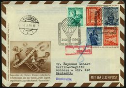 ÖSTERREICH 1954 (3.10.) PU 15 G.+ 3 G.+ 10 + 3 G. Landschaften/Trachten: BALLONPOST..Österr. Waisenkinderdorf = Mäd-chen - Airships