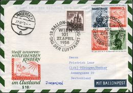 ÖSTERREICH 1958 (27.4.) PU 3 G. + 3 G. + 5 G. + 20 G. Trachten/Landschaften: Helft Unseren NOTLEIDENDEN KINDERN (Baby, S - Luchtballons