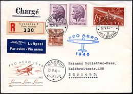 SCHWEIZ 1946 (23.5.) 150 C. "Pro Aero" = Segelflugzeug U.a. (Pestalozzi) Blauer Segelflug-HdN: PRO AERO/1946 + RZ: Luzer - Flugzeuge