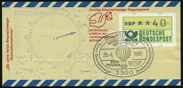 3300 BRAUNSCHWEIG 1/ Jubil.Ausstellung/ ..AERO-/ Philatelie.. 1985 (26.4.) SSt = Brieftaube (u. Ballon) + Uhr-HdN Mit Mi - Airplanes