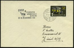 SCHWEIZ 1956 HdN: GENEVE/3E EXPOS./ INTERNAT/DE PIGEONS = Taube (= 3. Internat. Tauben-Ausstellung) + 1K: AUTO-PA Nr.2,  - Aerei