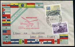 ARGENTINIEN 1959 (3.10.) 1.Helicopter-Flug Buenos Aires - Rosario (AS), Roter Helicopter-HdN, Erstflug-Inl.-Bf.  - - Elicotteri