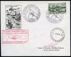 FRANKREICH 1952 (1.6.) Helikopter-CENTILUX-Sonderflug: Strasbourg - Luxembourg (= 100 Jahre Briefmarke) EF 30 Fr. Europa - Helikopters