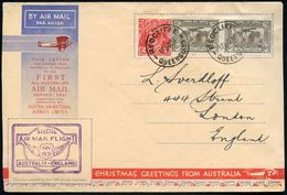 AUSTRALIEN 1931 (17.11.) Weihnachts-Sonderflug Australien - England , Viol. Flp.-HdN: SPECIAL/AIR MAIL FLIGHT.., Flugpos - Aviones