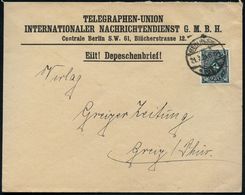 BERLIN W/ *9s 1923 (20.8.) 1K-Brücke Auf Firmen-Bf: TELEGRAPHEN-UNION/INTERENAT. NACHRICHTEN-DIENST/Centrale.., "Eilt !  - Zonder Classificatie