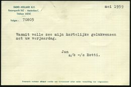 NIEDERLANDE 1959 (Mai) Radio-Telegramm-Formular SCHEVENINGEN RADIO / RADIOBRIEFTELEGRAM (SLT) = Schiffs-Funk-Telegramm ( - Non Classés