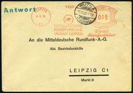 LEIPZIG/ C1/ MITTELDEUTSCHE/ RUNDFUNK-A.G./ (MIRAG)../ Werdet/ Rundfunkhörer 1932 (16.9.) AFS 012 Pf. + 1K-Gitter: WUTHA - Sin Clasificación