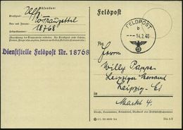 DEUTSCHES REICH 1940 (14.2.) 1K: FELDPOST/b/--- + Viol. 1L: Dienststelle Feldpost Nr. 18768 = Vermessungs-Abt. 602, Glas - Aardrijkskunde