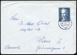 B.R.D. 1959 (30.5.) 40 Pf. Alexander V. Humboldt, EF , Klar Gest. (KIEL 1), Portorichtiger Ausl.-Bf. N.Wien  (Mi.309 EF) - Aardrijkskunde