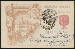 PORTUGAL 1898 (22.4.) 10 Rs., Sonder-P. "400 Jahrfeier Vasco Da Gama" = Seeweg N. Indien (Skulptur Vasco Da Gama, Palast - Geografía