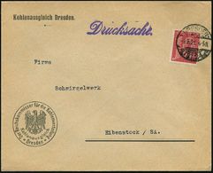 DRESDEN-/ ALTST.24/ G 1921 (9.2.) 1K-Gitter Auf EF 10 Pf. Dienst, Dienst-Bf.: Der Reichskommissar Für Die Kohlenverteilu - Andere & Zonder Classificatie