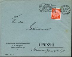 LEIPZIG C2/ *ff/ MESSESTADT/ Richard-Wagner-/ Nat.Denkmal 1934 (6.3.) MWSt = Wagnerkopf = Deutscher Komponist  U N D  An - Judaika, Judentum