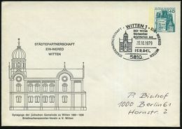 5810 WITTEN 1/ STÄDTEPARTNERSCHAFT EIN-WERED WITTEN.. 1979 (20.10.) SSt = Ehem. Synagoge Witten, Motiv-ähnl. PU 40 Pf. B - Guidaismo