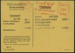 LUDWIGSBURG 1/ Spargeld Schafft/ Wohlstand/ Arbeit U.Brot/ Kreissparkasse 1945 (22.3.) AFS , Teils Sütterlin ,Vordr.-Kt. - Altri & Non Classificati