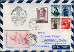 ÖSTERREICH 1957 (23.4.) PU 5 G.+ 10 G. + 25 G.+ 60 G. Trachten: 17. BALLONFLUG KINDERDORF Für Verwaiste U.verlassene Säu - Andere & Zonder Classificatie