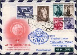 ÖSTERREICH 1956 (12.10.) PU 5 G.+ 25 G.+ 30 G.+ 40 G. Trachten: WELTKINDERTAG 1956/ ..KINDERDORFVEREINIGUNG (Ballon) + Z - Andere & Zonder Classificatie