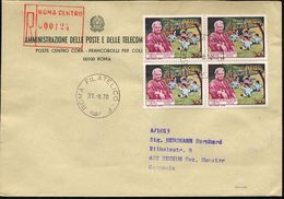 ITALIEN 1970 (31.8.) 50 L. "100. Geburtstag Dr. Maria Montessori", Reine MeF: 4er-Block + ET-Stpl. + Roter R-Stempel: RO - Sonstige & Ohne Zuordnung