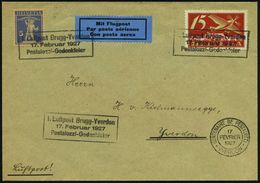 SCHWEIZ 1927 (17.2.) Sonderflug Pestalozzi = Schweizer Pädagoge, , Schw. Ra.SSt: 1. Luftpost Brugg - Yverdon..Pestalozzi - Andere & Zonder Classificatie