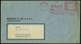 LÜDENSCHEID/ DUX/ METALL-/ FLUGZEUG/ BAUKÄSTEN/ Markes & Co 1933 (13.6.) Seltener AFS = Schwalbe (= Firmen-Logo) Klar Ge - Unclassified