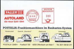 Gütenbach 1983 (30.9.) AFS: VORFÜHRSTEMPEL/POSTALIA/FALLER/AUTOLAND/d. Neue Spiel-Idee (Logo) Seltene Postalia-Musterkt. - Zonder Classificatie