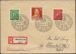 MÜNCHEN/ BJR/ AVSSTELLVNG DER JVGEND 1947 (28.9.) SSt Type II (Wappenlöwe Mit4 Rechtecken) 3x + RZ: München 2 B A/a Klar - Altri & Non Classificati