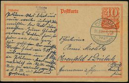 POTSDAM/ KUNSTSOMMER 1921 (31.8.) Seltener SSt Klar Auf Inl.-P 40 Pf. Postreiter, Orange, Ohne Zusatz-Frankatur!, Bedarf - Sonstige & Ohne Zuordnung