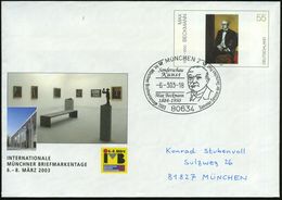 80634 MÜNCHEN 2/ Sonderschau/ Kunst/ Max Beckmann/ 1884-1950.. 2003 (6.3.) SSt = Brustbild Beckmann Auf Sonder-U 55 C. M - Autres & Non Classés