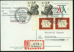 85 NÜRNBERG 2/ 500./ GEBURTSTAG/ ALBRECHT/ DÜRER.. 1971 (21.5.) SSt Auf Sonder-P 20 Pf. Dürer "Flügel Der Nebelkrähe" (M - Autres & Non Classés