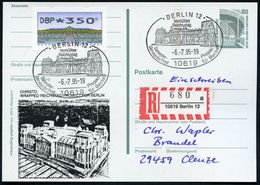 10619 BERLIN 12/ Verhüllter/ Reichstag 1995 (6.7.) SSt Auf Inl.-P 80 Pf. Burgen + Zudruck: Verhüllter Reichstag Von Chri - Sonstige & Ohne Zuordnung