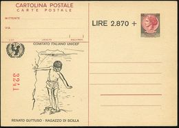 ITALIEN 1977 Amtl. P 130 L. "Italia" + Spenden-Zudruck: 2.870 LIRE: COMITATO ITALIANO UNICEF = RENATO GUTTUSO "RAGAZZO D - Sonstige & Ohne Zuordnung