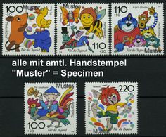 B.R.D. 1998 Jugendmarken, Kompl. Satz = Trickfilm- U. Comic-Figuren Alle Mit Amtl. Handstempel  "M U S T E R" , Postfr.  - Stripsverhalen