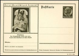 Magdeburg 1941 6 Pf. BiP Hindenbg. , Braun: Der Magdeburger Reiter (um 1250), Kaiser-Otto-Denkmal (Skulptur), Ungebr. (M - Beeldhouwkunst