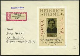 1085 D.D.R. 1972 (5.12.) SSt.: BERLIN/HEINE HEINE/* 1797 Auf EF 1 Mk. Heine-Block (175. Geburtstag) + SRZ: 1085 Berlin / - Ecrivains