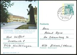 7134 KNITTLINGEN 1/ B 1978 (23.6.) 1K Auf Ortsgl. BiP 40 Pf. Burgen, Blaugrün: 7134 Knittlingen - Fausstadt.. = Dr. Faus - Ecrivains