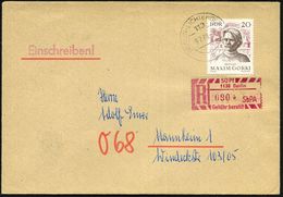 D.D.R. 1968 (20.3) 20 Pf. Maxim Gorki, EF + SbPA 50 Pf. "1132 Berlin/b/SbPA/Gebühr Bezahlt" (Mi.2) + R-Einl.-Schein, Kla - Schrijvers