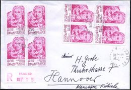 FRANKREICH 1978 (7.7.) 1 F. + 20 C. "200. Todestag J.J. Rousseau / Voltaire", Reine MeF: 8 Stück In Einheiten (+ 1x Rs.) - Schriftsteller